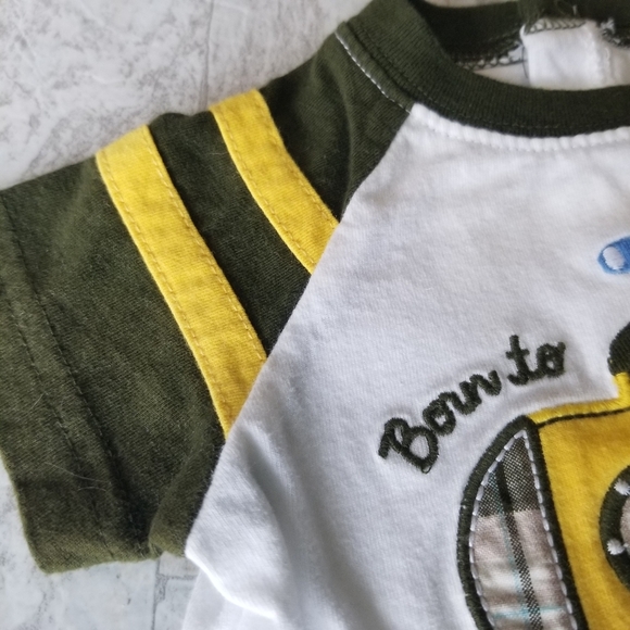 Born to Explore Carter's 3 mo olive green and yellow short/shirt set - Picture 12 of 16